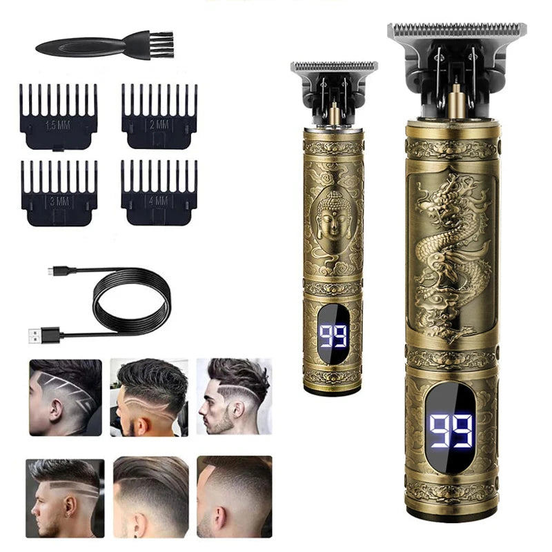 Maquina Maquininha De Cortar Cabelo Barba Barbeador Eletrico Shaver Aparador De Pelos Acabamento Dragão Buda Gentleman Profissional