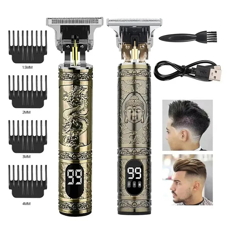 Maquina Maquininha De Cortar Cabelo Barba Barbeador Eletrico Shaver Aparador De Pelos Acabamento Dragão Buda Gentleman Profissional